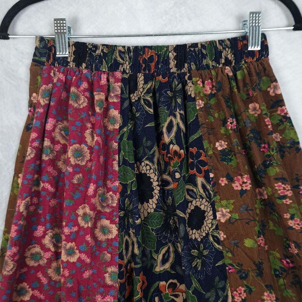 Natural Life Skirt Womens XS Multicolor Floral Corduroy Patchwork Maxi Peasant - Picture 14 of 16
